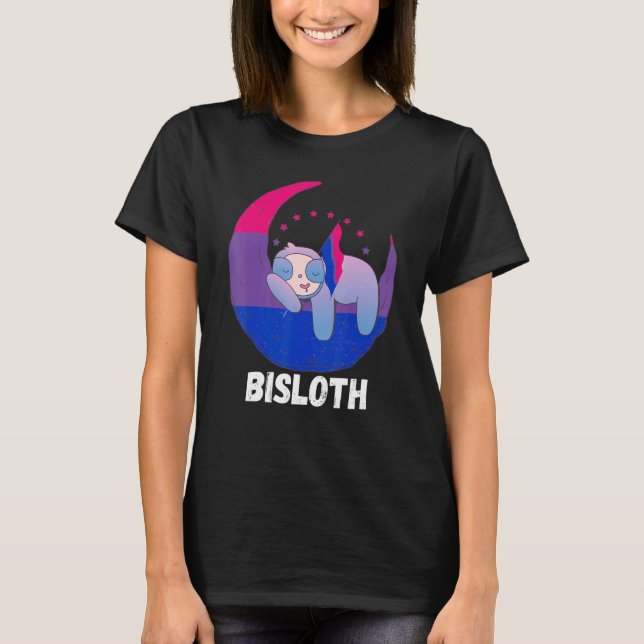 Camiseta Bi Pride Sloth Moon Bandeira Bissexual LGBTQ Bisse (Frente)