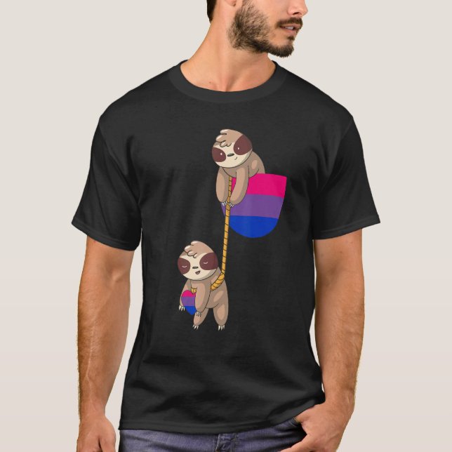 Camiseta Bi Pride Sloth Pocket Bandeira Bissexual L (Frente)