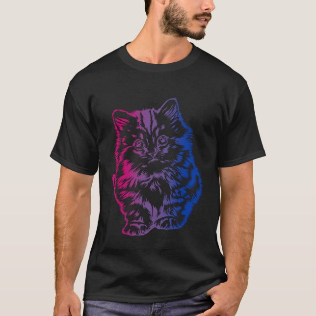 Camiseta Bi Pride Subtle Cat  LGBTQ Bisexual LGBT Gay Pride (Frente)