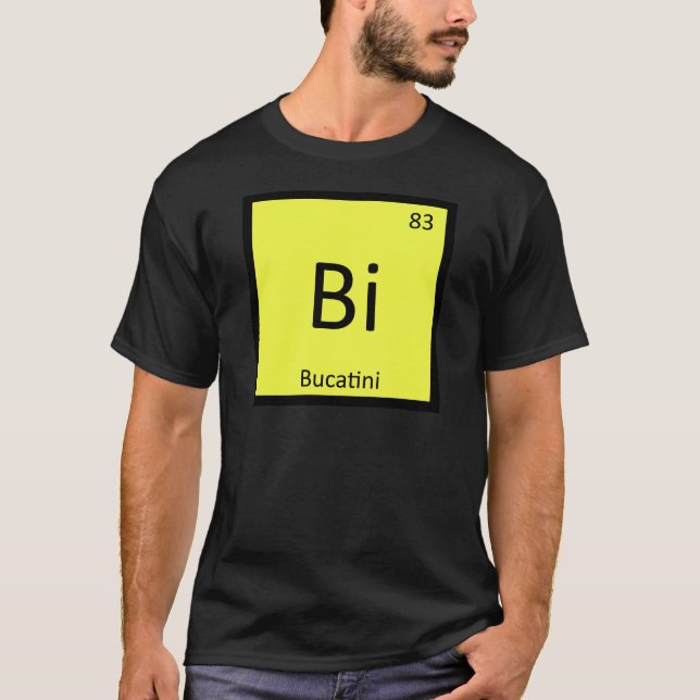 Camiseta Bi - Química Bucatini Pasta Mesa Periódica (Frente)