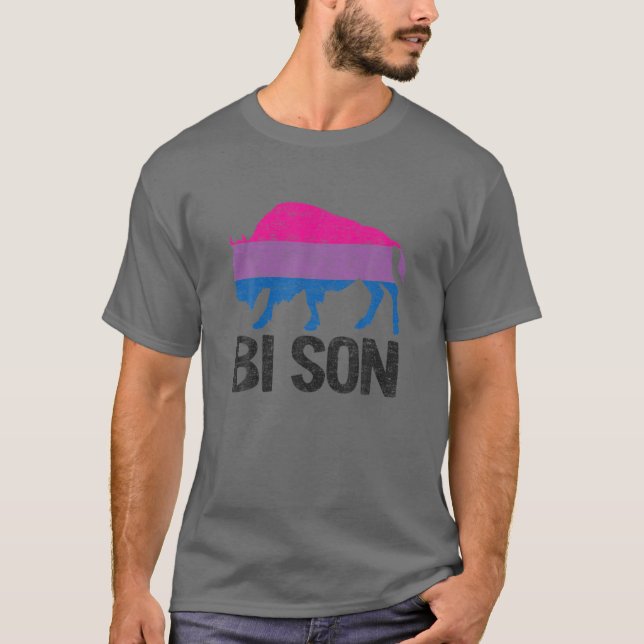 Camiseta Bi Son Funny Orgulho Bissexual Pun Rainbow LGBT Fl (Frente)