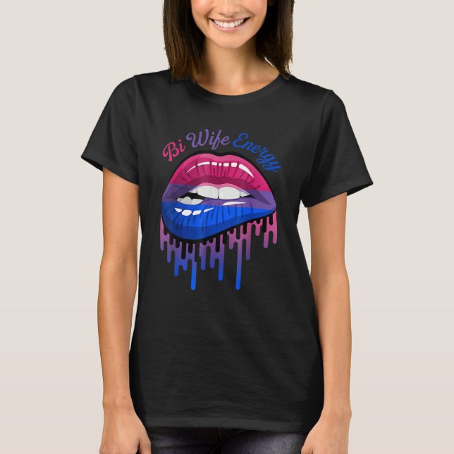 Camiseta Bi Wife Energy Lábios Bissexualidade Orgulho Bi Bi (Frente)