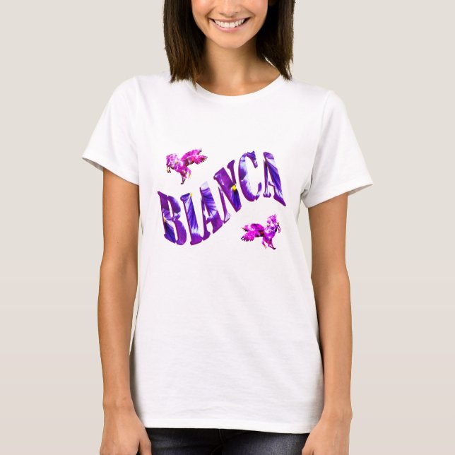 Camiseta Bianca, Nome De Meninas Feito Com Pansias, (Frente)