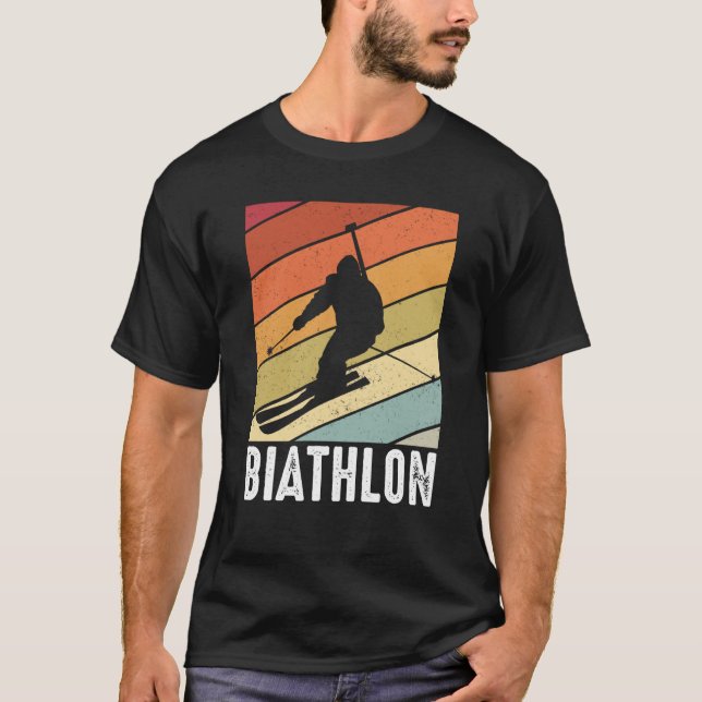 Camiseta Biathlon retro winter sports biathlete skier mount (Frente)