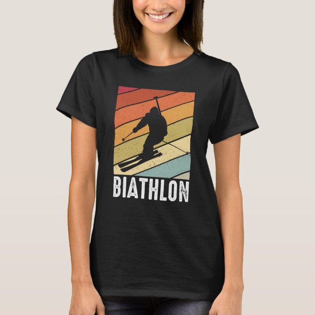 Camiseta Biathlon retro winter sports biathlete skier mount (Frente)