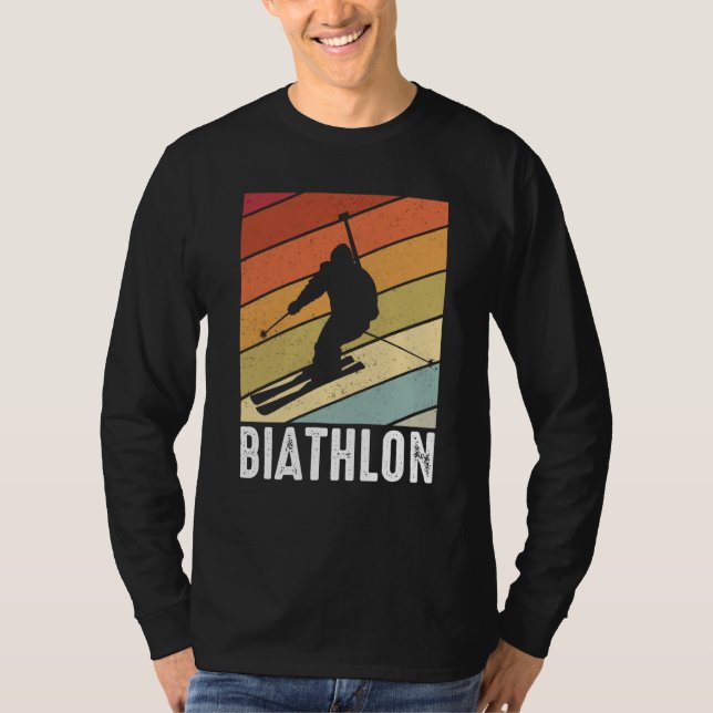 Camiseta Biathlon retro winter sports biathlete skier mount (Frente)