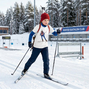 Camiseta Biathlon Skier Winter Sports Athlett em ação