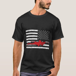 Camiseta Biathlon Sports Marathon esquiando a bandeira amer
