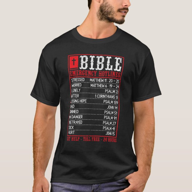 Camiseta Bible Emergency Hotline Christian Bible Verses Scr (Frente)