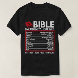 Camiseta Bible Emergency Hotlines Faith Design