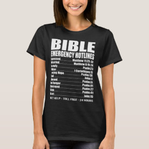 Camiseta Bible Emergency Numbers Funny Hotline Christian Gi