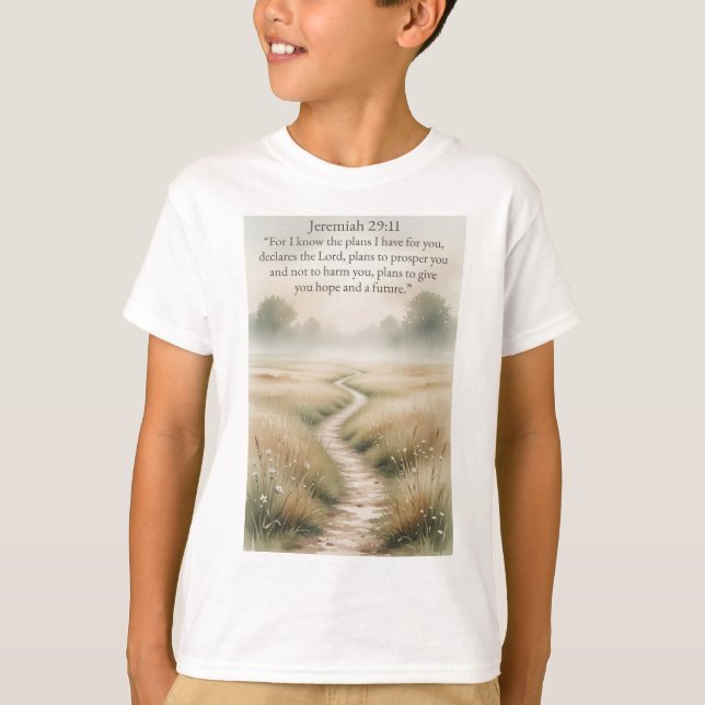 Camiseta Bible Jeremiah 29:11 Christian Kid's Tee Shirt (Frente)