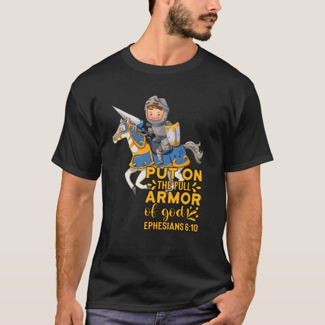 Camiseta Bíblia Cotação Armor de Deus Ephesianos 611 Páscoa (Frente)
