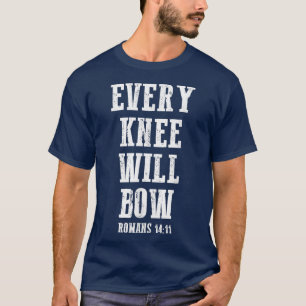 Camiseta Bíblia Cristã Bonita Versa Citação Cada Joelho Ser