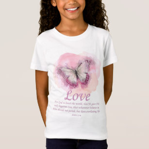 Camiseta Bíblia cristã de mulher Verse Butterfly:Amor