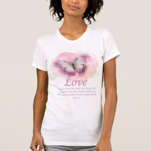 Camiseta Bíblia cristã de mulher Verse Butterfly:Amor