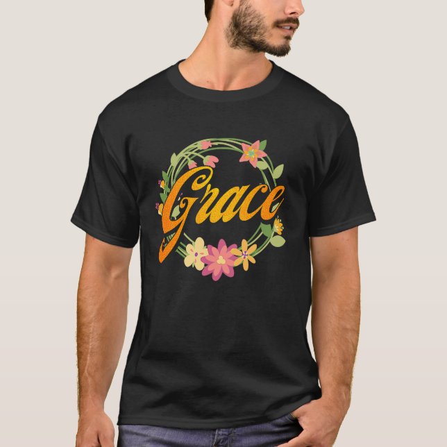 Camiseta Bíblia Cristã Verse Grace Flor Borboleta (Frente)