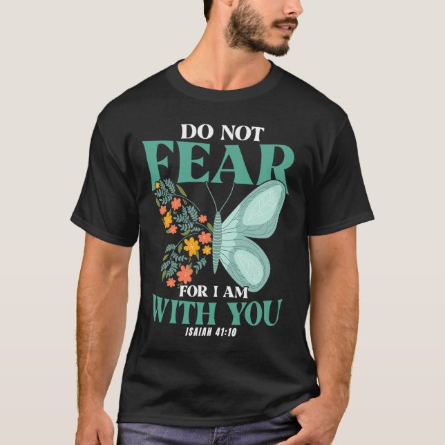 Camiseta Bíblia Cristã Verse Isaiah 4110 Flor Borboleta (Frente)