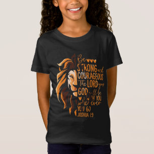 Camiseta Bíblia Cristã Verse Joshua 1:9 Leão