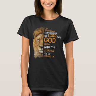 Camiseta Bíblia Cristã Verse Joshua 1 9 Leão Fé
