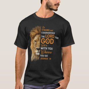Camiseta Bíblia Cristã Verse Joshua 1 9 Leão Fé