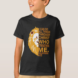 Camiseta Bíblia Cristã Verse Lion Head Posso fazer tudo