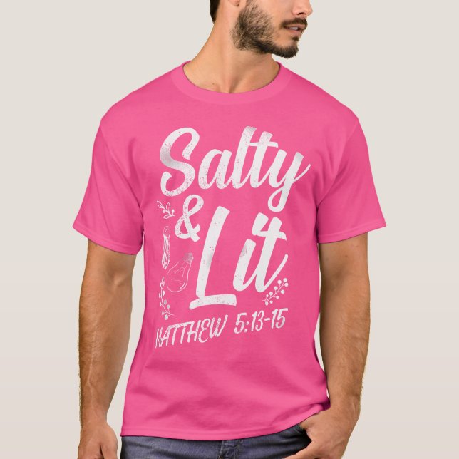 Camiseta Bíblia Cristã Verse Salty E Mateus 513-15 (Frente)