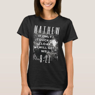Camiseta Bíblia Cristã Verse Sangrando Mulher Citando Mathe