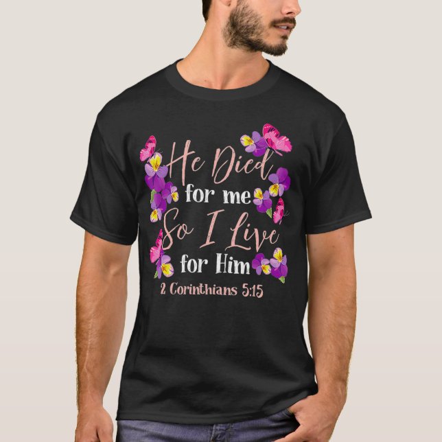 Camiseta Bíblia Cristã Verso 2 Corintianos 515 Flores Mas (Frente)