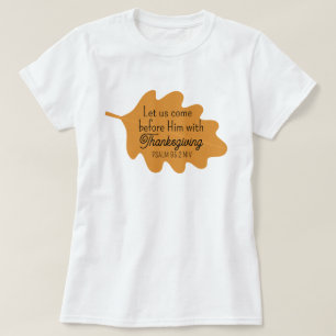 Camiseta Bíblia de Ação de Graças Verso Laranja Folha de Ou