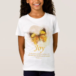 Camiseta Bíblia de borboleta cristã de mulheres Verso:Alegr