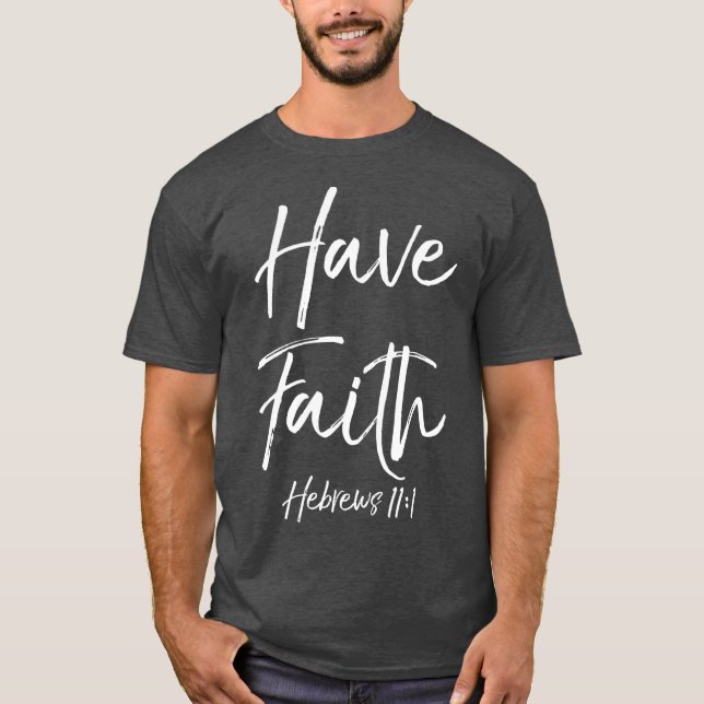 Camiseta Bíblia de fé cristã Versa citação tem fé 111 (Frente)