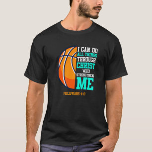 Camiseta Bíblia do Basquete Citação Eu Posso Fazer Todas as
