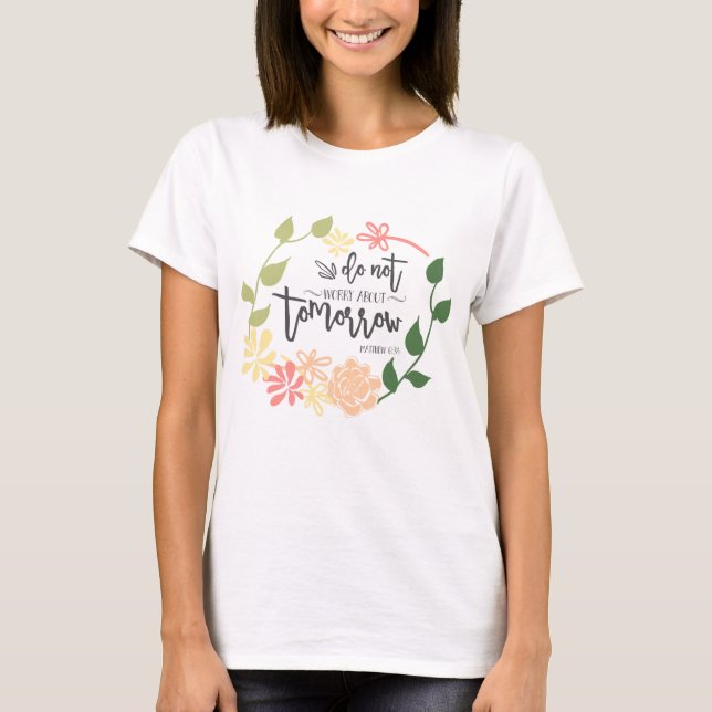 Camiseta bíblia doce verso Floral wreath handleting chic (Frente)