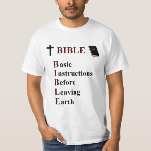 Camiseta BÍBLIA - instruções básicas antes de deixar a