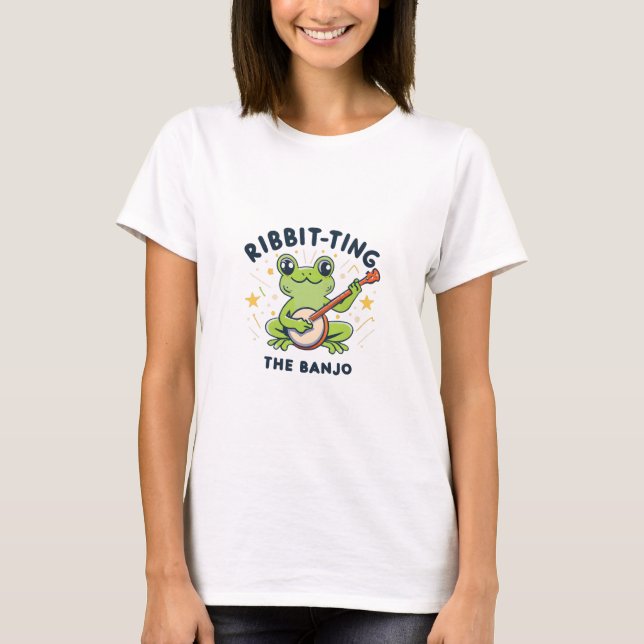 Camiseta Bíblia no Banjo, Sapo bonito tocando música (Frente)
