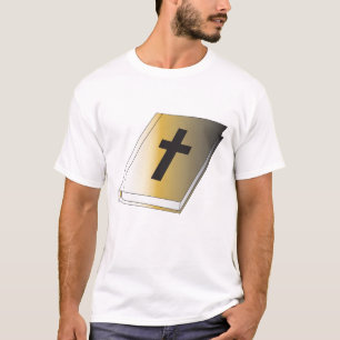 Camiseta Bíblia Sagrada Dourada com Cruz Preta Religiosa