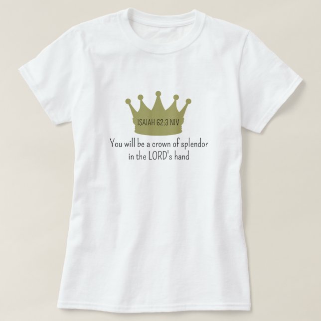 Camiseta Bíblia Versa Cristã Fé Dourada e Branca (Frente do Design)