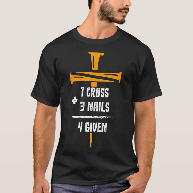 Camiseta Bíblia Verso Cristão 1 Cruz 3 Unhas 4Dado (Frente)