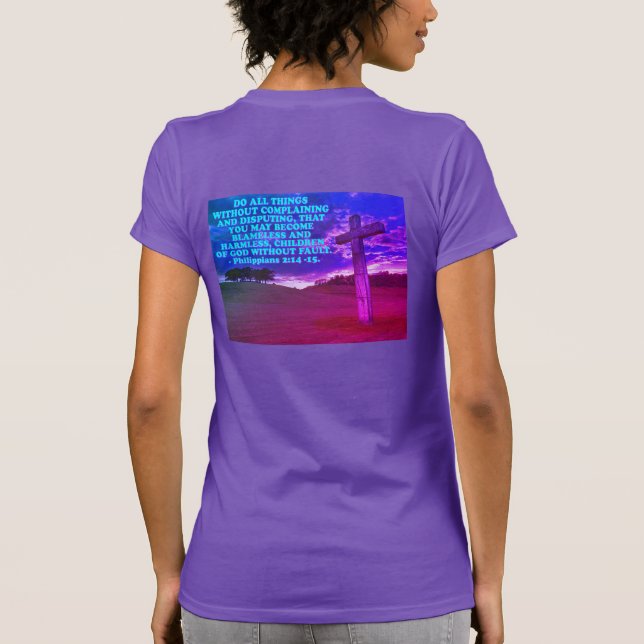 Camiseta Bíblia verso de Philippians 2:14-15. (Verso)