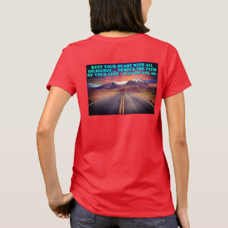 Camiseta Bíblia verso dos Provérbios 4:23, 26.