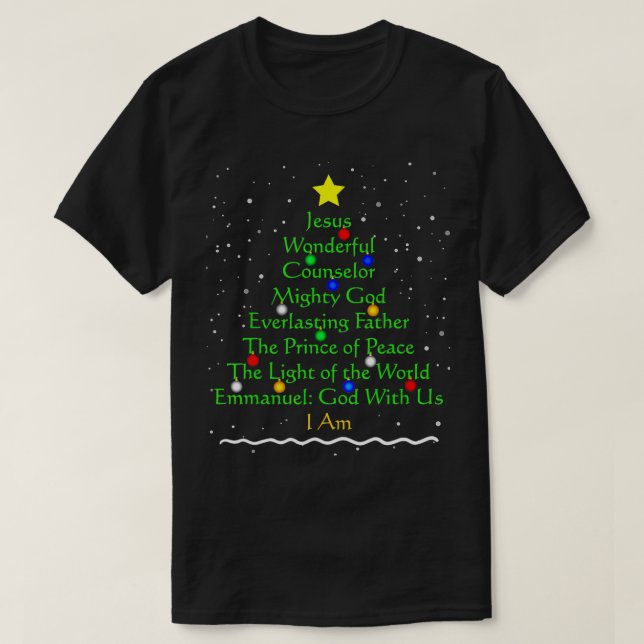 Camiseta Bíblias de Natal Cristão Nomes de Jesus Presente T (Frente do Design)