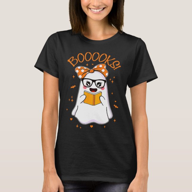 Camiseta Biblioteca de Livros sobre Mulheres de Halloween (Frente)