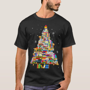 Camiseta Biblioteca De Natal - Luzes De Árvore Para Bibliot