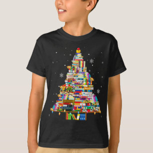 Camiseta Biblioteca De Natal - Luzes De Árvore Para Bibliot