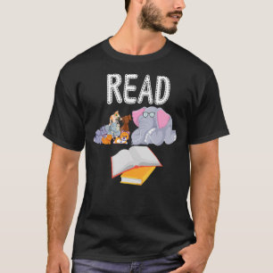Camiseta Biblioteca de Professores Lê Piggie Elephant Pig d