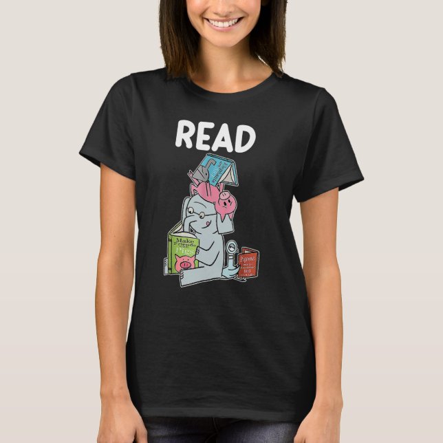 Camiseta Biblioteca de Professores Lê Piggie Elephant Pig d (Frente)