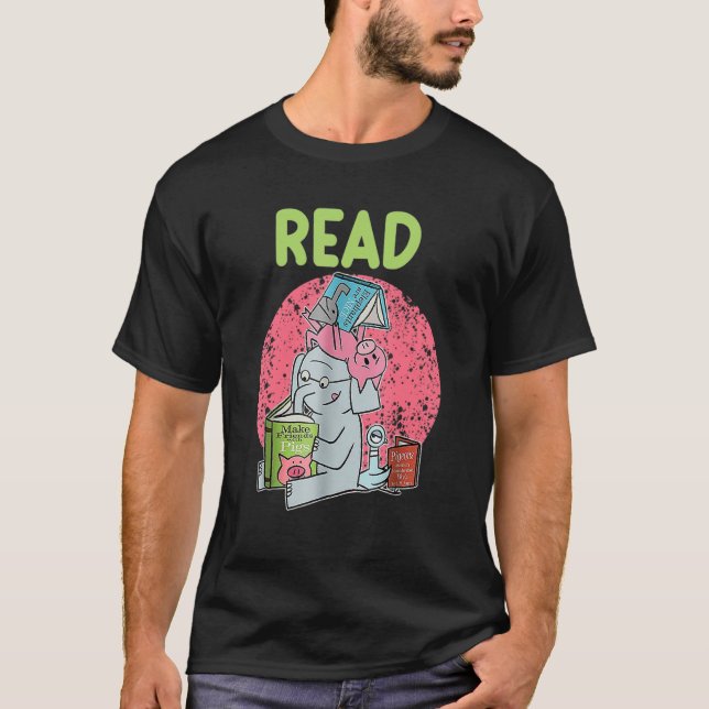 Camiseta Biblioteca de Professores Lê Piggie Elephant Pig d (Frente)