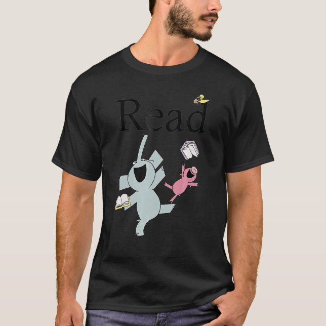 Camiseta Biblioteca de Professores Lê Piggie Elephant Pig d (Frente)
