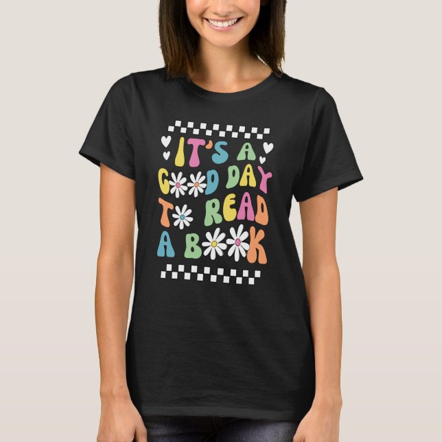 Camiseta Biblioteca É Um Bom Dia para Ler O Livro Groovy Le (Frente)